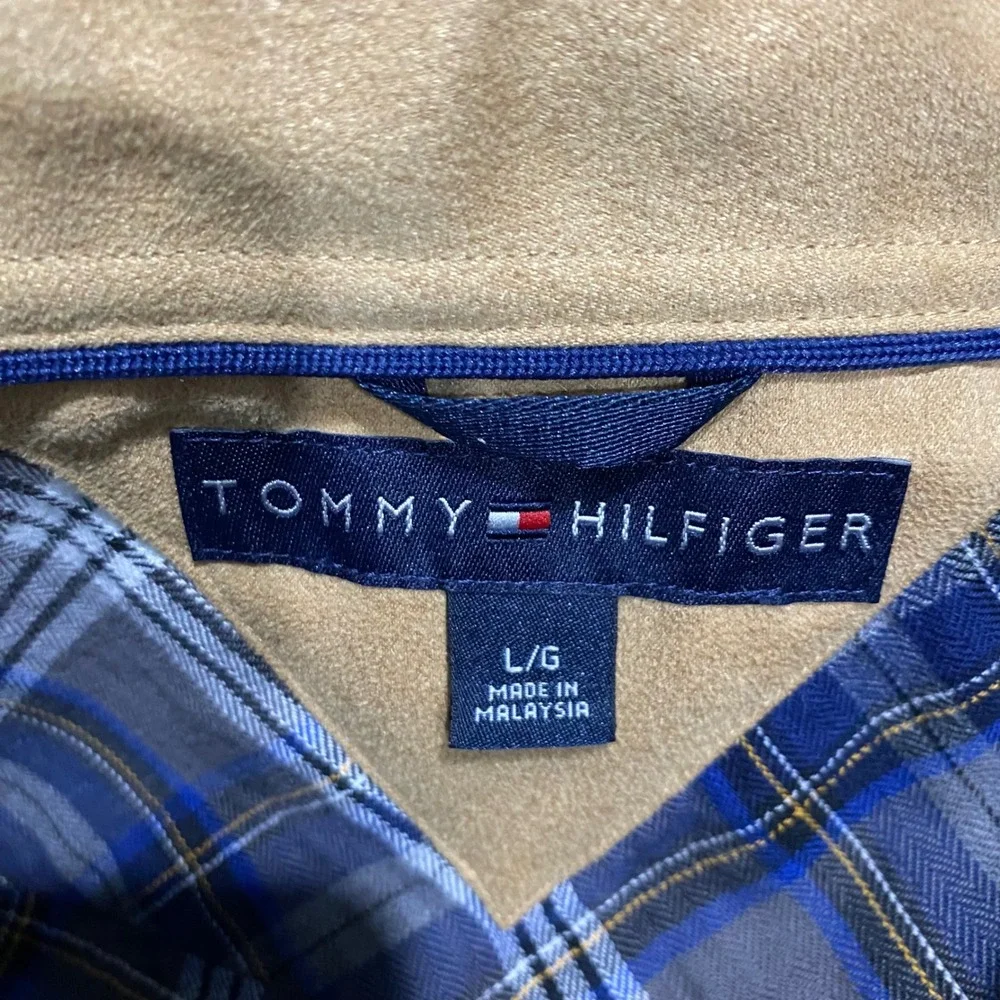 Tommy Hilfiger Blue Gray Plaid Button‎ Up Long Sleeve Casual Shirt Mens Large